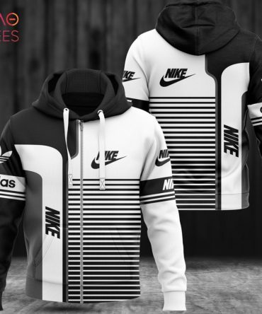 Nike Stripe Black White Luxury 3D Hoodie Limited Edition