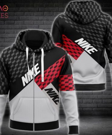Nike Luxury 3D Stripe Red Black Hoodie Limited Edition