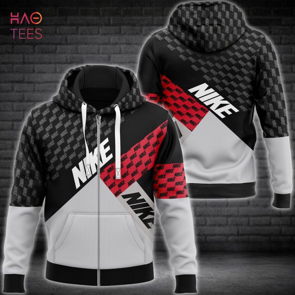 Nike Luxury 3D Stripe Red Black Hoodie Limited Edition