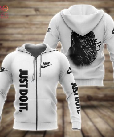 Nike White Just Do It Luxury 3D Hoodie Limited Edition