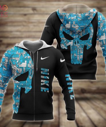 Nike Blue Skull 3D Hoodie Luxury Brand Limited Edition