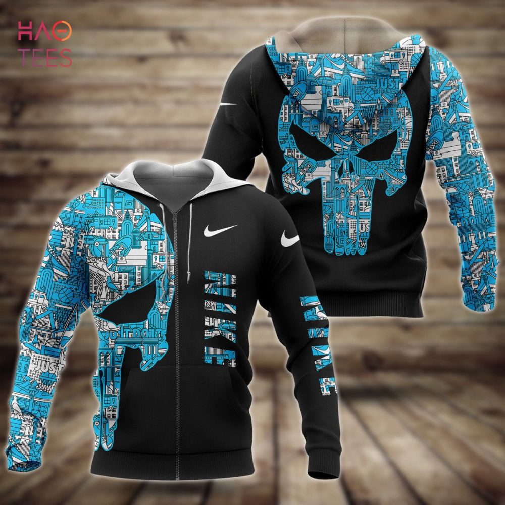 Nike Blue Skull 3D Hoodie Luxury Brand Limited Edition