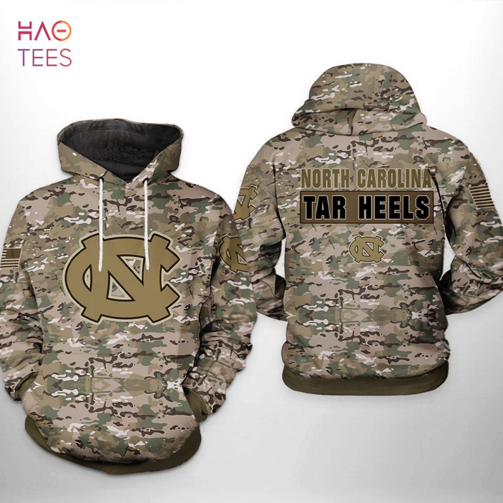 North Carolina Tar Heels Ncaa Camo Veteran 3D Printed Hoodie