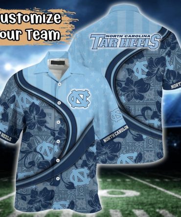North Carolina Tar Heels Ncaa Us Flag Hawaiian Shirt Custom Summer Aloha Shirt