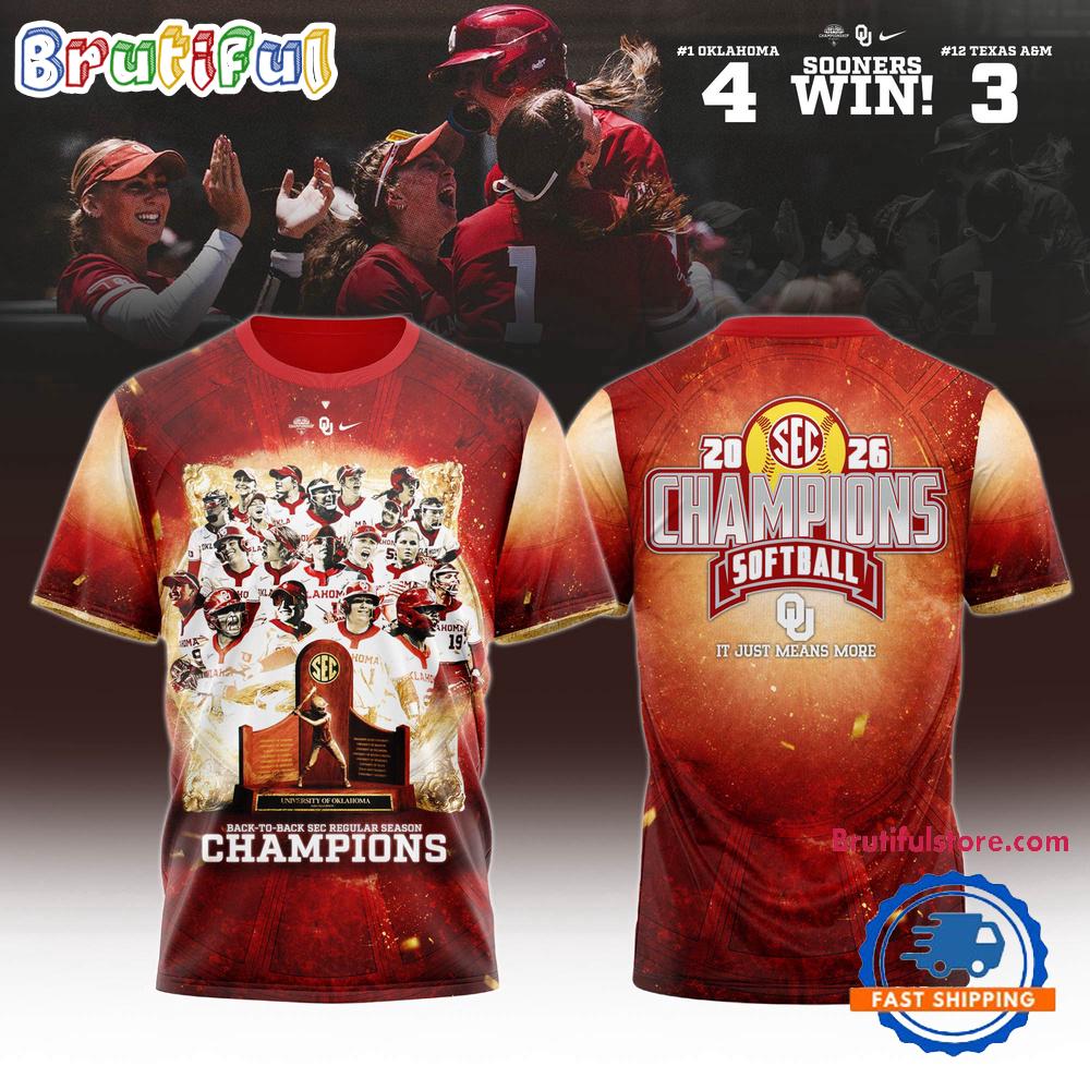 Oklahoma Softball Back To Back Sec Regular Season Champs 2026 Limited Edition 3D Shirt