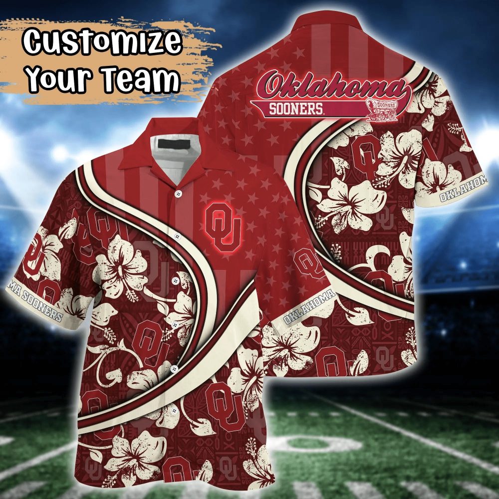 Oklahoma Sooners Ncaa Us Flag Hawaiian Shirt Custom Summer Aloha Shirt