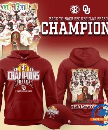 Oklahoma Sooners Softball Back-To-Back Sec Regular Season Champs 2026 All Team Hoodie