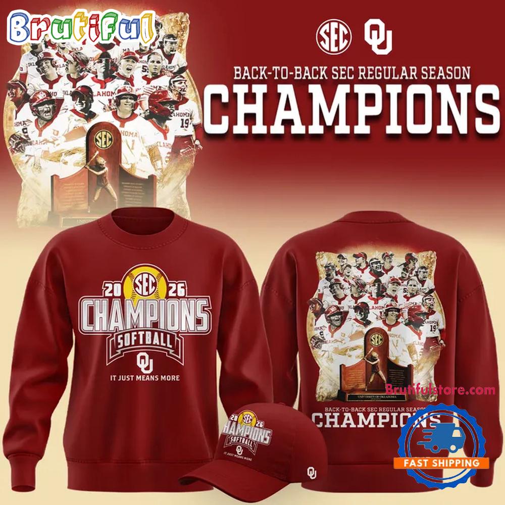 Oklahoma Sooners Softball Back-To-Back Sec Regular Season Champs 2026 All Team Sweatshirt