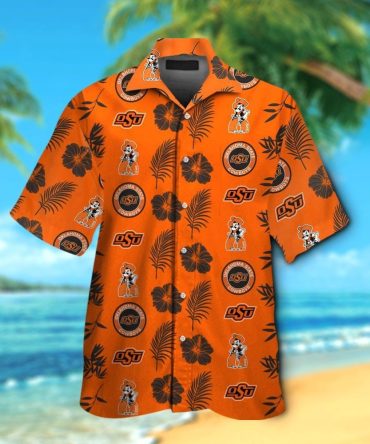 Oklahoma State Cowboys Short Sleeve Button Up Tropical Hawaiian Shirt Ver01
