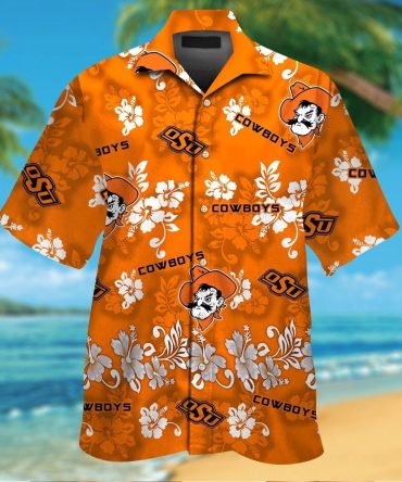 Oklahoma State Cowboys Short Sleeve Button Up Tropical Hawaiian Shirt Ver010