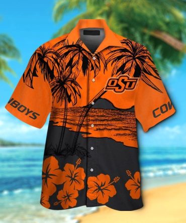 Oklahoma State Cowboys Short Sleeve Button Up Tropical Hawaiian Shirt Ver012