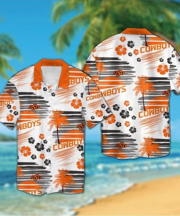 Oklahoma State Cowboys Short Sleeve Button Up Tropical Hawaiian Shirt Ver018