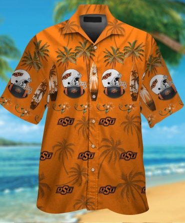 Oklahoma State Cowboys Short Sleeve Button Up Tropical Hawaiian Shirt Ver019
