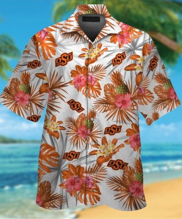 Oklahoma State Cowboys Short Sleeve Button Up Tropical Hawaiian Shirt Ver02