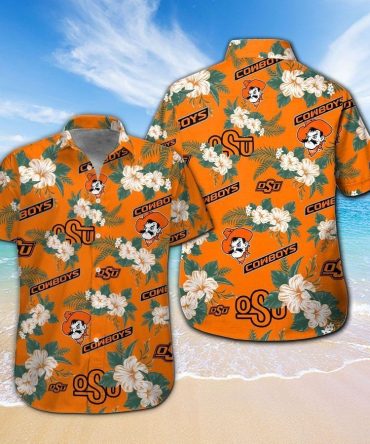 Oklahoma State Cowboys Short Sleeve Button Up Tropical Hawaiian Shirt Ver021