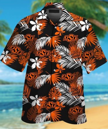 Oklahoma State Cowboys Short Sleeve Button Up Tropical Hawaiian Shirt Ver023