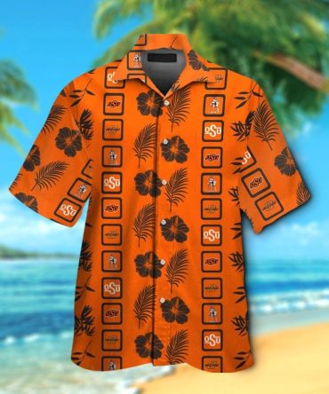 Oklahoma State Cowboys Short Sleeve Button Up Tropical Hawaiian Shirt Ver024