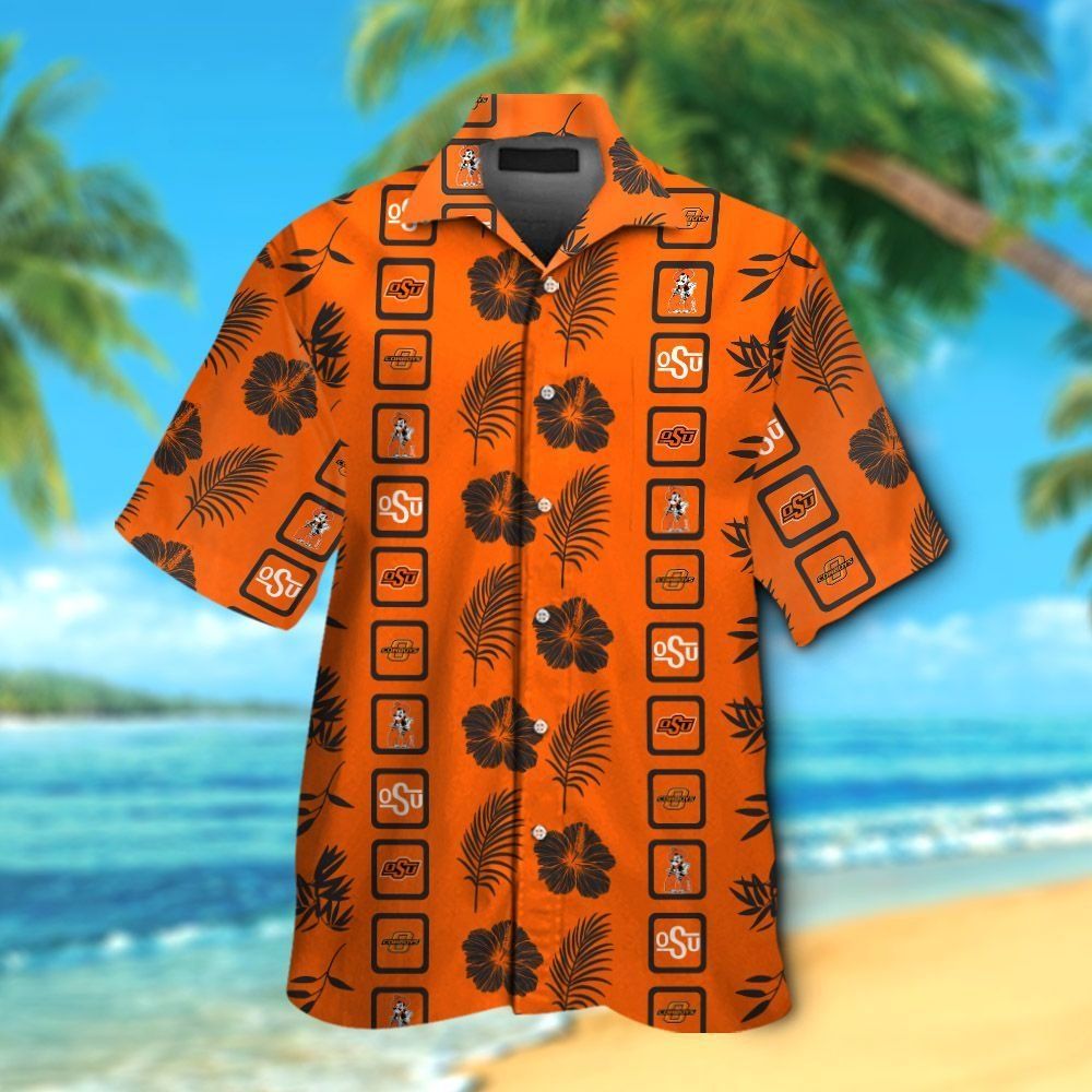 Oklahoma State Cowboys Short Sleeve Button Up Tropical Hawaiian Shirt Ver024
