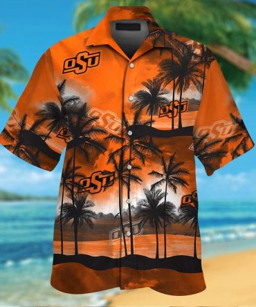 Oklahoma State Cowboys Short Sleeve Button Up Tropical Hawaiian Shirt Ver026