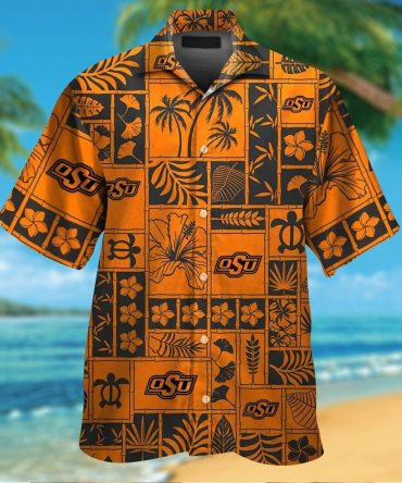 Oklahoma State Cowboys Short Sleeve Button Up Tropical Hawaiian Shirt Ver028