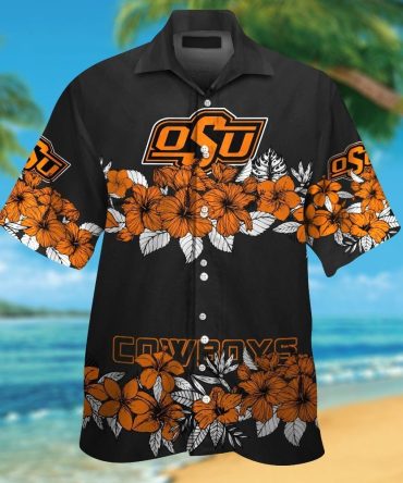 Oklahoma State Cowboys Short Sleeve Button Up Tropical Hawaiian Shirt Ver030