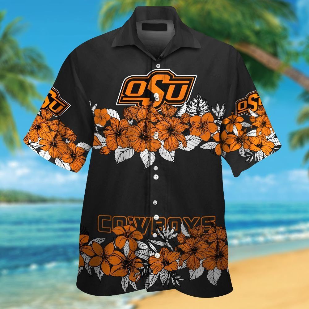Oklahoma State Cowboys Short Sleeve Button Up Tropical Hawaiian Shirt Ver030