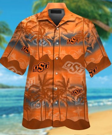 Oklahoma State Cowboys Short Sleeve Button Up Tropical Hawaiian Shirt Ver031