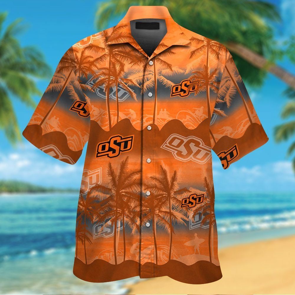 Oklahoma State Cowboys Short Sleeve Button Up Tropical Hawaiian Shirt Ver031