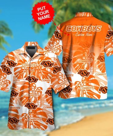 Oklahoma State Cowboys Short Sleeve Button Up Tropical Hawaiian Shirt Ver032