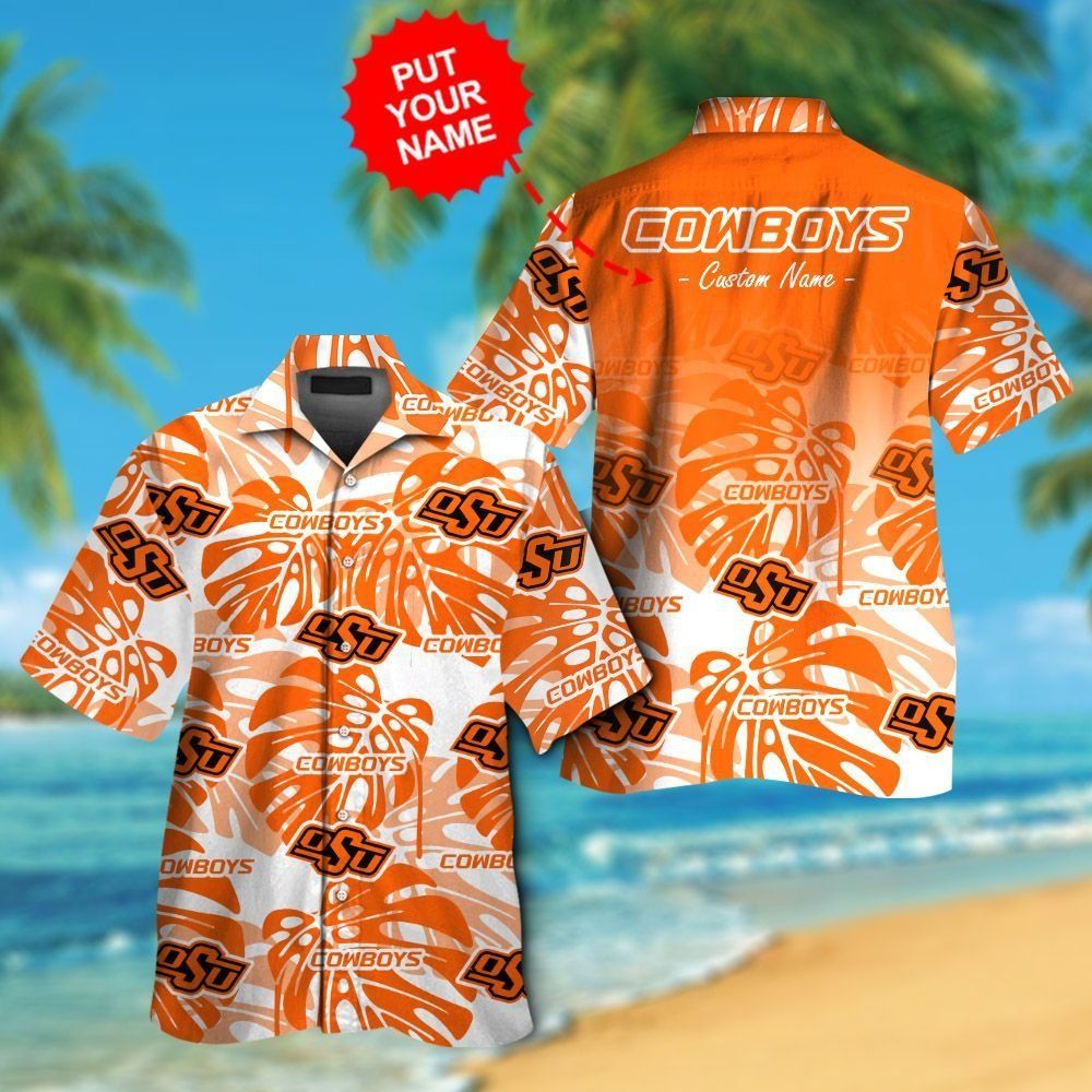Oklahoma State Cowboys Short Sleeve Button Up Tropical Hawaiian Shirt Ver032