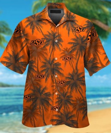 Oklahoma State Cowboys Short Sleeve Button Up Tropical Hawaiian Shirt Ver033
