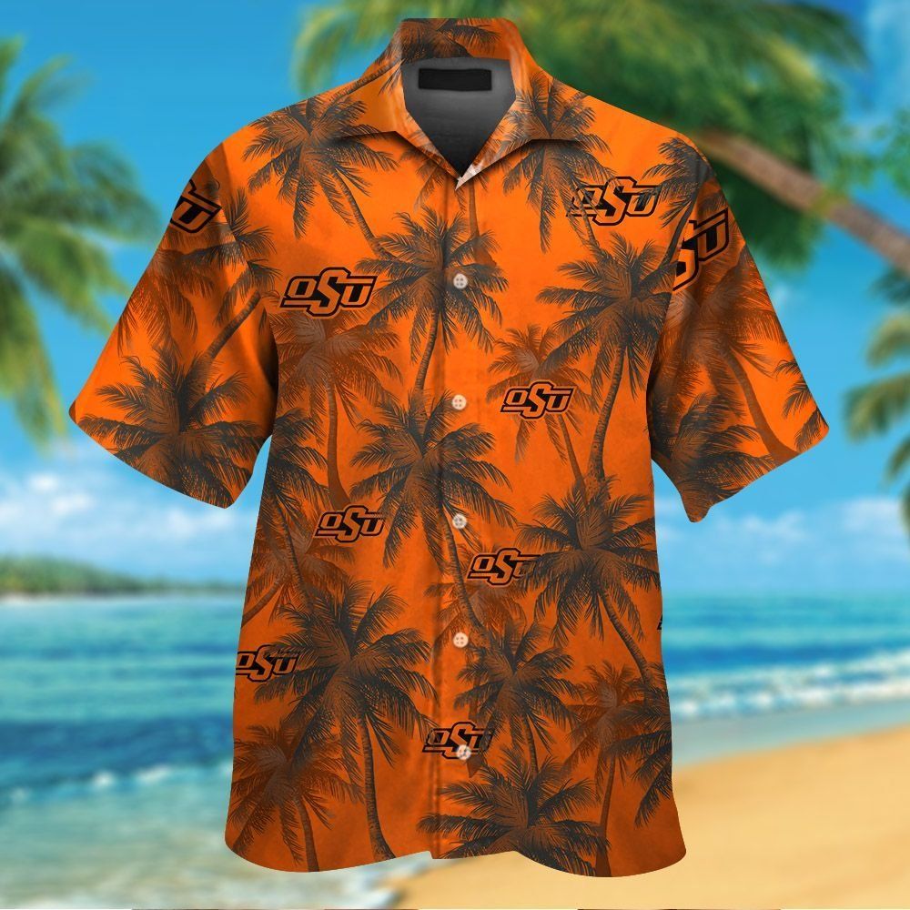 Oklahoma State Cowboys Short Sleeve Button Up Tropical Hawaiian Shirt Ver033