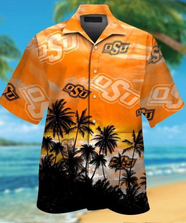 Oklahoma State Cowboys Short Sleeve Button Up Tropical Hawaiian Shirt Ver04