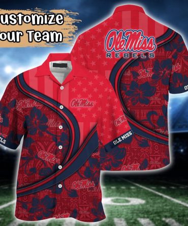 Ole Miss Rebels Ncaa Us Flag Hawaiian Shirt Custom Summer Aloha Shirt