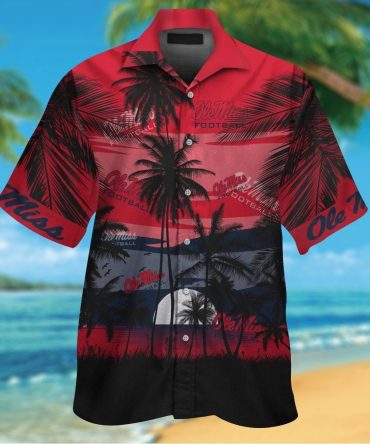 Ole Miss Rebels Short Sleeve Button Up Tropical Hawaiian Shirt Ver01