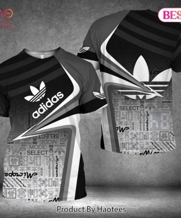 Ombre Black Adidas Brand 3D T-Shirt