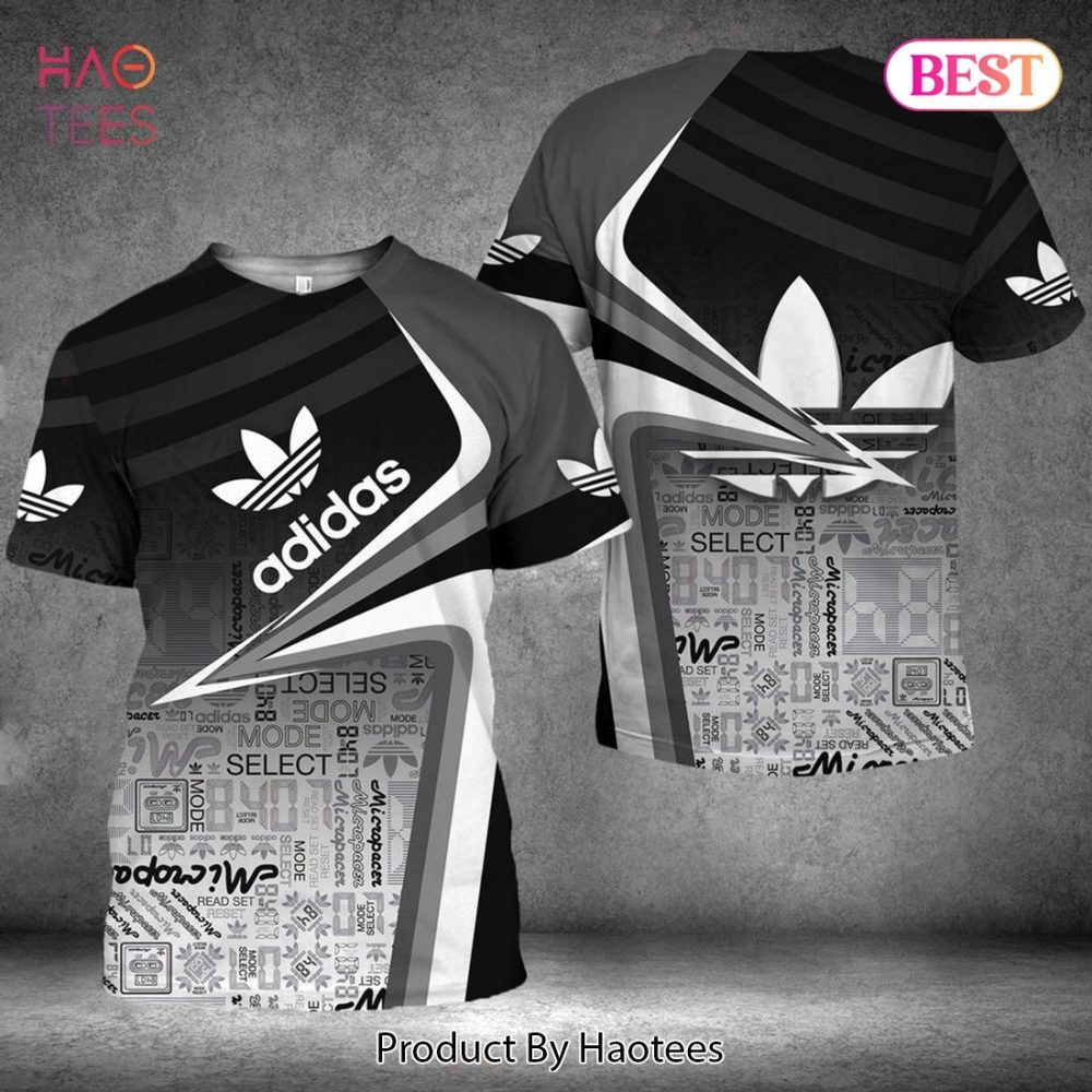 Ombre Black Adidas Brand 3D T-Shirt