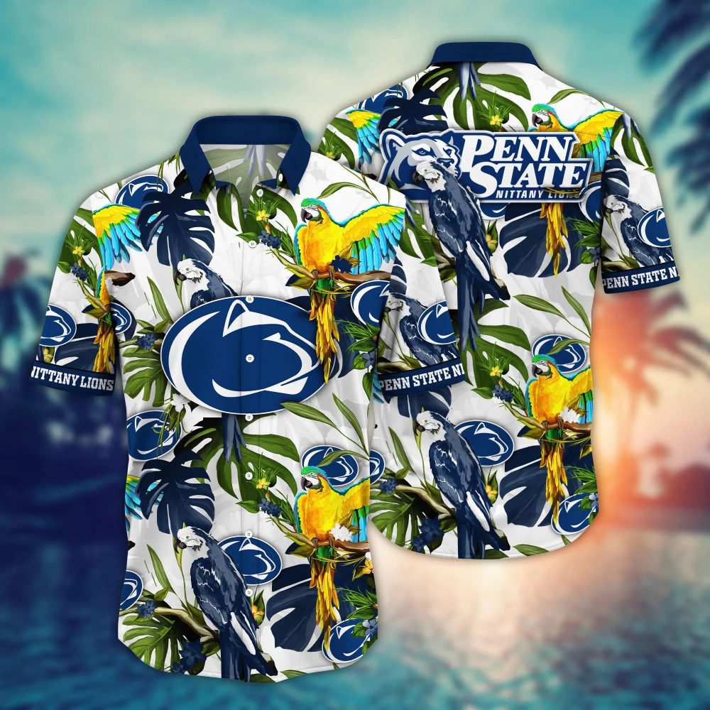 Penn State Nittany Lions Ncaa Hawaiian Shirt Tan Linestime Aloha Shirt