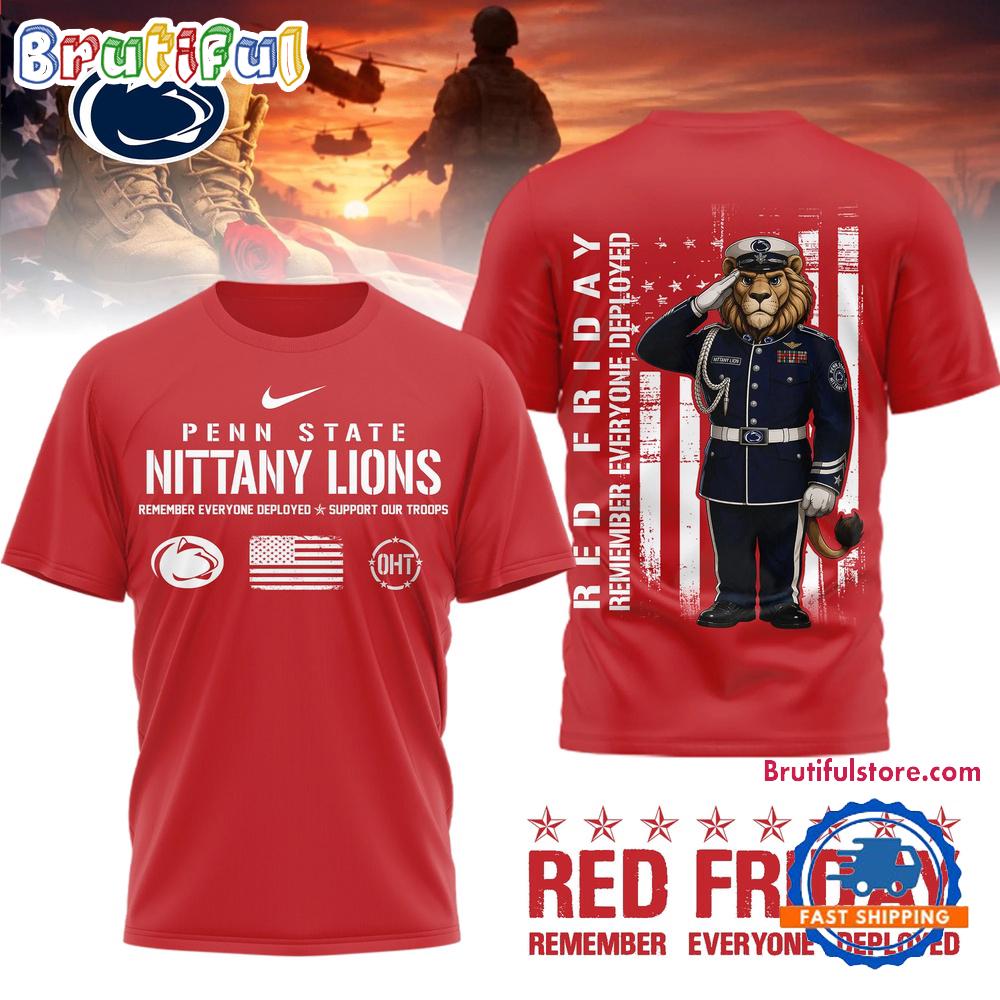 Penn State Nittany Lions Ncaa Red Friday Remember Everyone Deployed Limited 3D Shirt