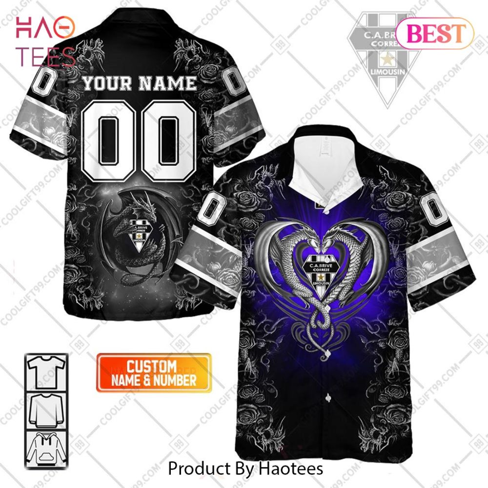 Personalized Ca Brive Rugby Rugby Rose Dragons Design Hawaiian Shirt