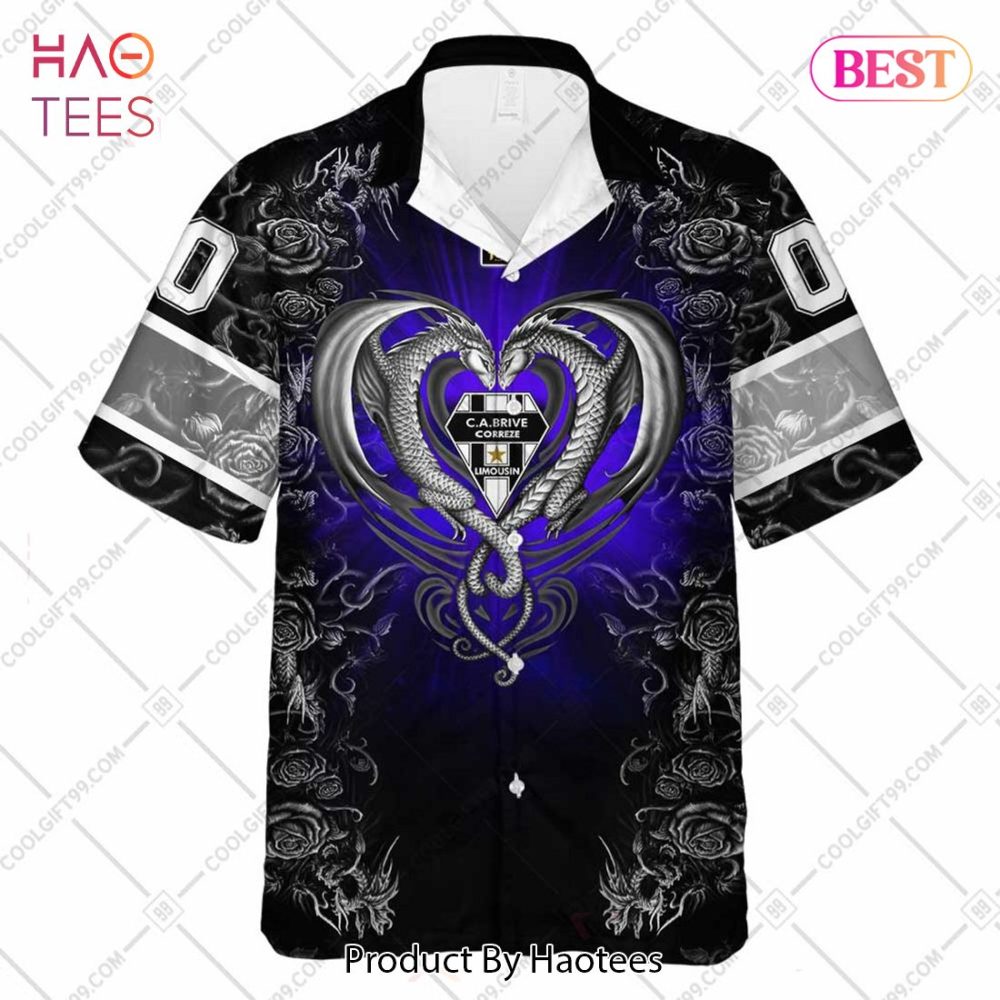 Personalized Ca Brive Rugby Rugby Rose Dragons Design Hawaiian Shirt - Image 2