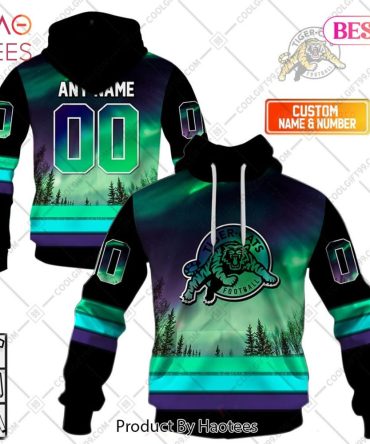 Personalized Cfl Hamilton Tiger Cats Northern Lights Style Hoodie, T-Shirt, Zip Hoodie, Sweatshirt