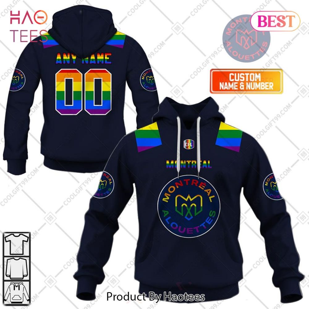 Personalized Cfl Montreal Alouettes Rainbow Logo Jersey Style Hoodie, T-Shirt, Zip Hoodie, Sweatshirt