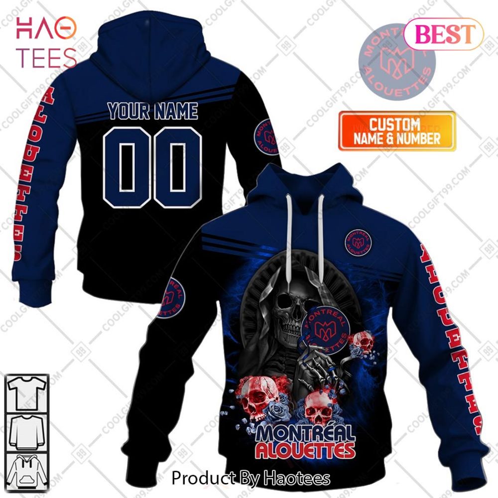 Personalized Cfl Montreal Alouettes Skull Death Art Hoodie, T-Shirt, Zip Hoodie, Sweatshirt
