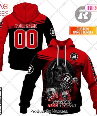 Personalized Cfl Ottawa Redblacks Skull Death Art Hoodie, T-Shirt, Zip Hoodie, Sweatshirt