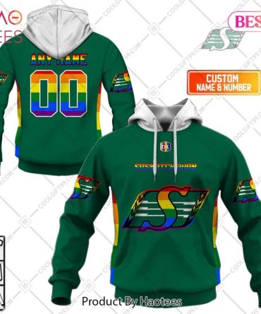 Personalized Cfl Saskatchewan Roughriders Rainbow Logo Jersey Style Hoodie, T-Shirt, Zip Hoodie, Sweatshirt