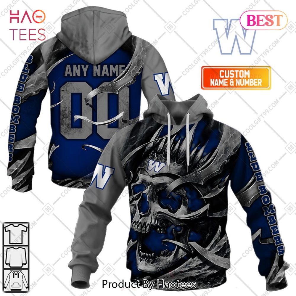Personalized Cfl Winnipeg Blue Bombers Metal Skull Hoodie, T-Shirt, Zip Hoodie, Sweatshirt