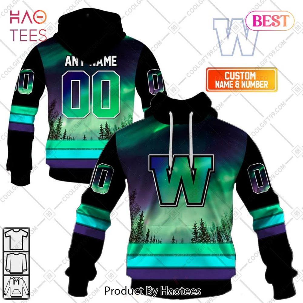 Personalized Cfl Winnipeg Blue Bombers Northern Lights Style Hoodie, T-Shirt, Zip Hoodie, Sweatshirt