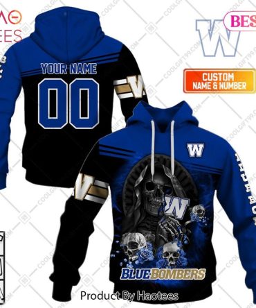 Personalized Cfl Winnipeg Blue Bombers Skull Death Art Hoodie, T-Shirt, Zip Hoodie, Sweatshirt