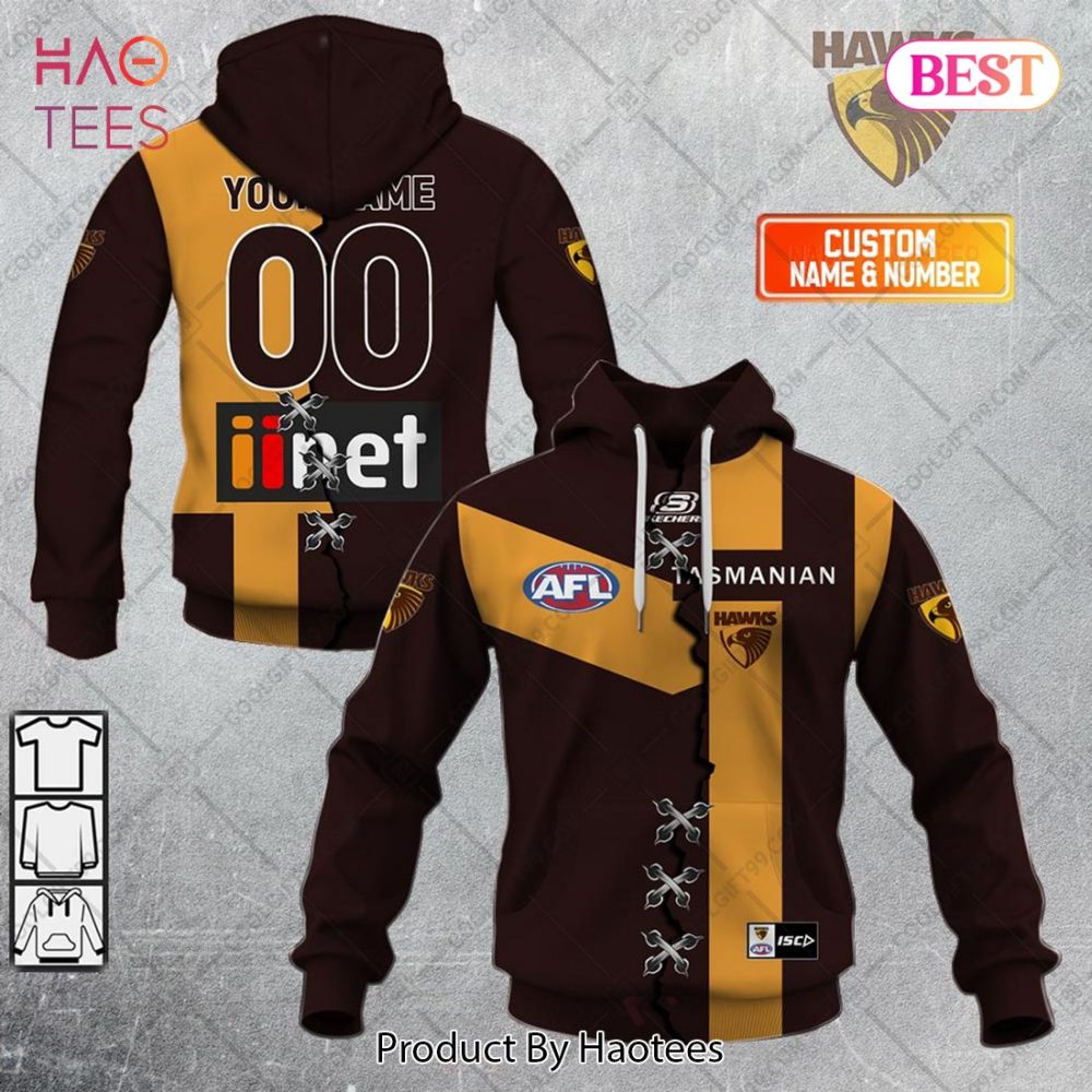 Personalized Guernsey Mix V2 Afl Hawthorn Hawks Hoodie, T-Shirt, Zip Hoodie, Sweatshirt
